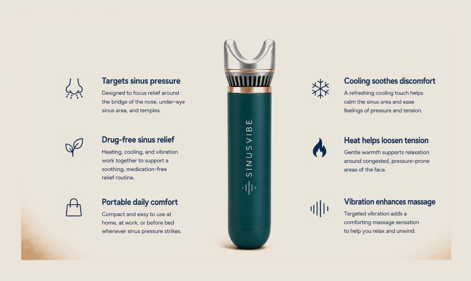 Soothing heat, cooling relief, and targeted vibration.